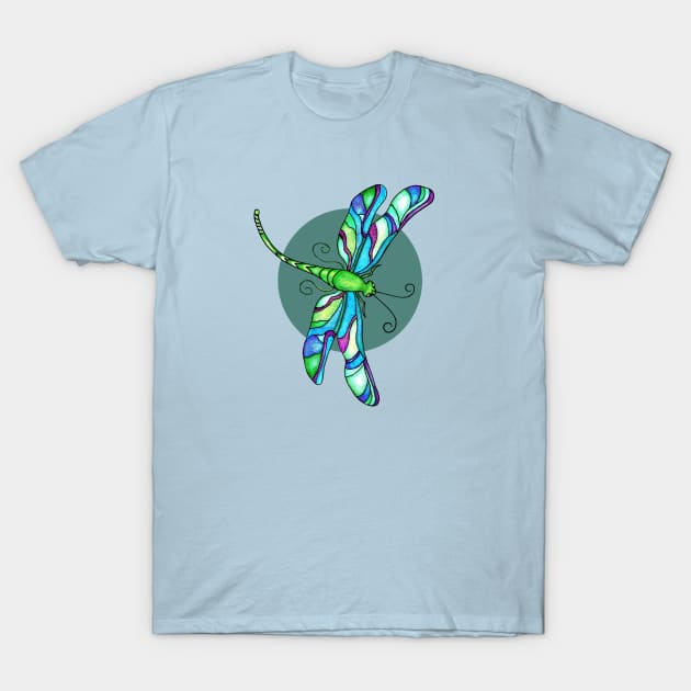 Stained Glass Dragonfly T-Shirt by SandraGale Art